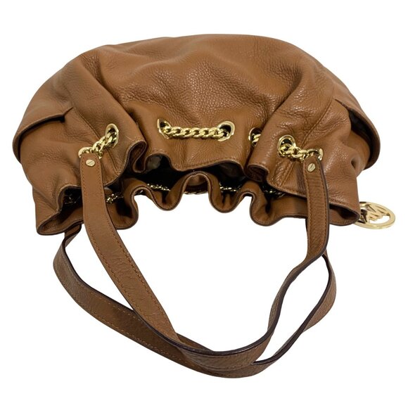MICHAEL KORS Jet Set Chain Ring Large Tan Brown Leather Shoulder Tote Bag - Picture 8 of 14
